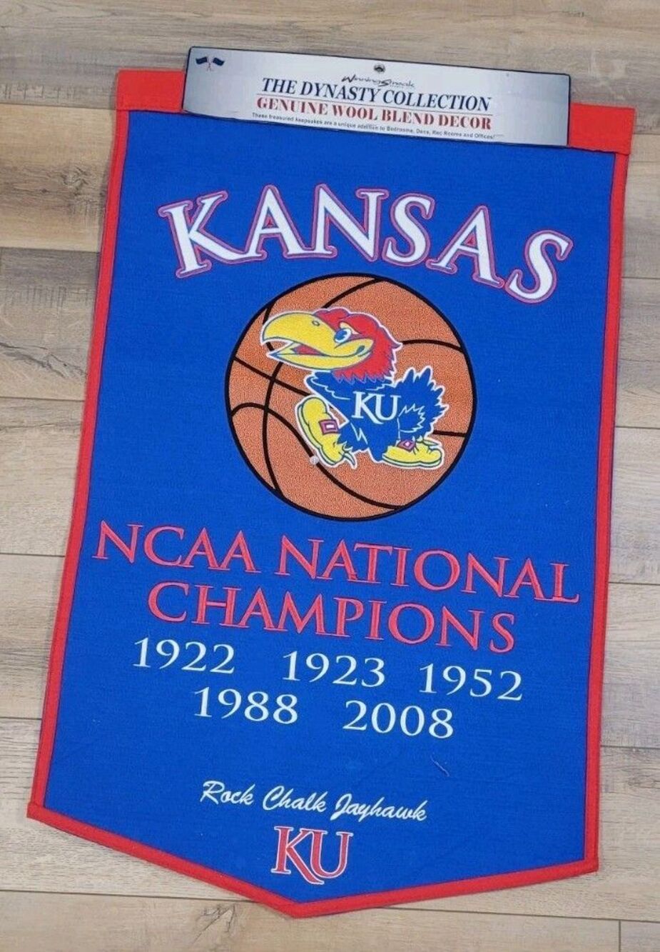 Kansas Jayhawks KU Basketball NCAA Winning Streak 38” x 23” BANNER Wool Dynasty